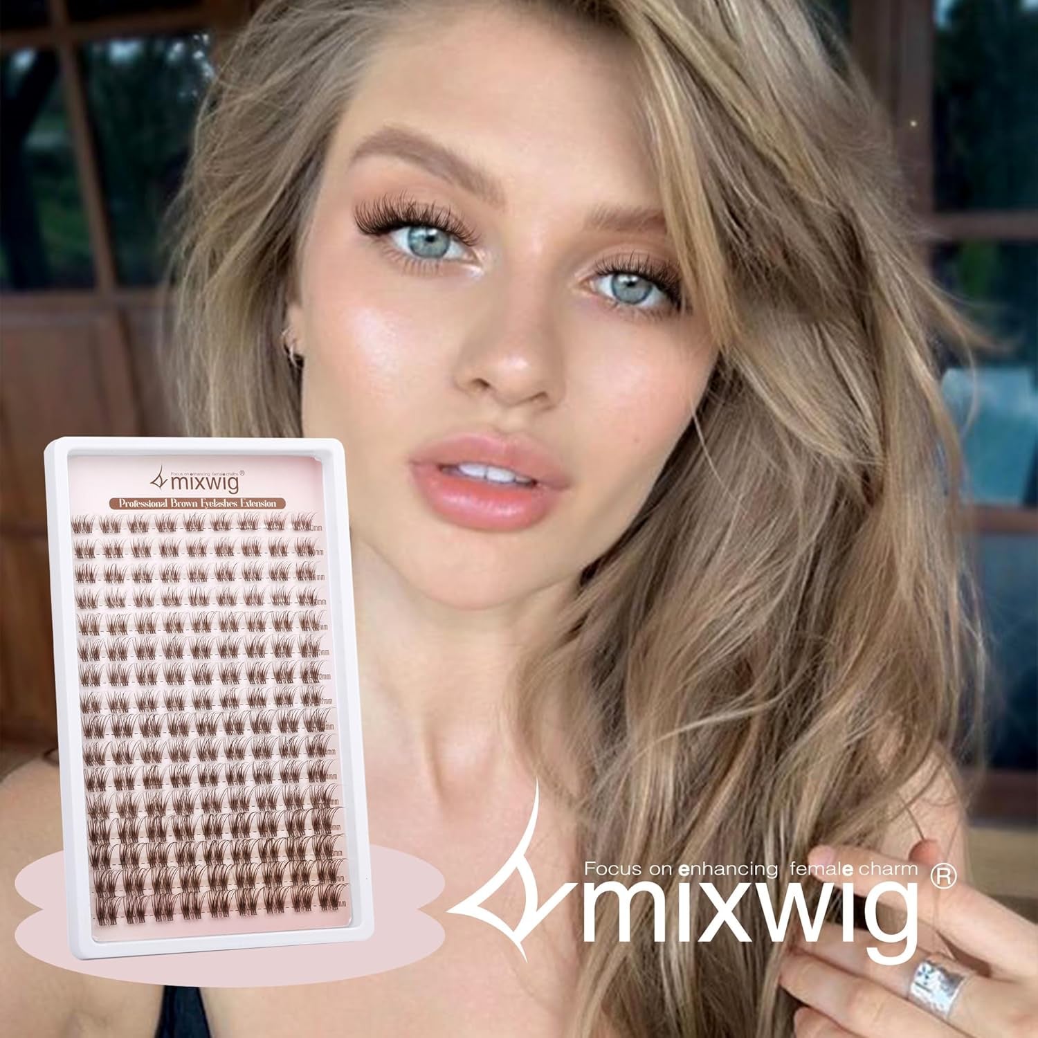 Brown Lash Clusters Natural Brown Eyelash Clusters Dark Brown Lash Extensions 10-16MM Wispy Lash Clusters Eyelash Extension Clear Band CC Curl Natural Individuals Lashes 144Pcs DIY at Home Eye Lashes