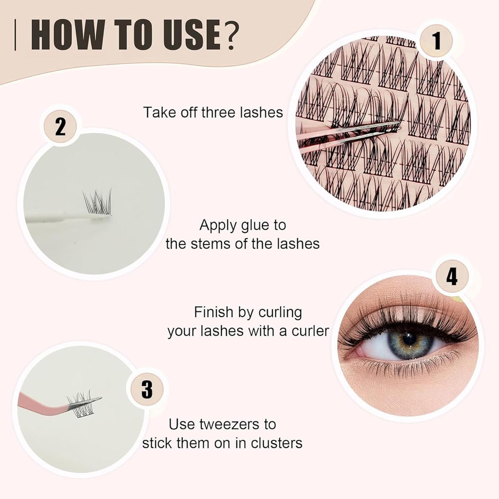 Wispy Cluster Lashes 144 Pcs 11Mm Natural Individual Eyelashes Wispy C D Curl DIY Cluster Eyelash Extensions Super Thin Band Eyelashes (Qf-11Mm)