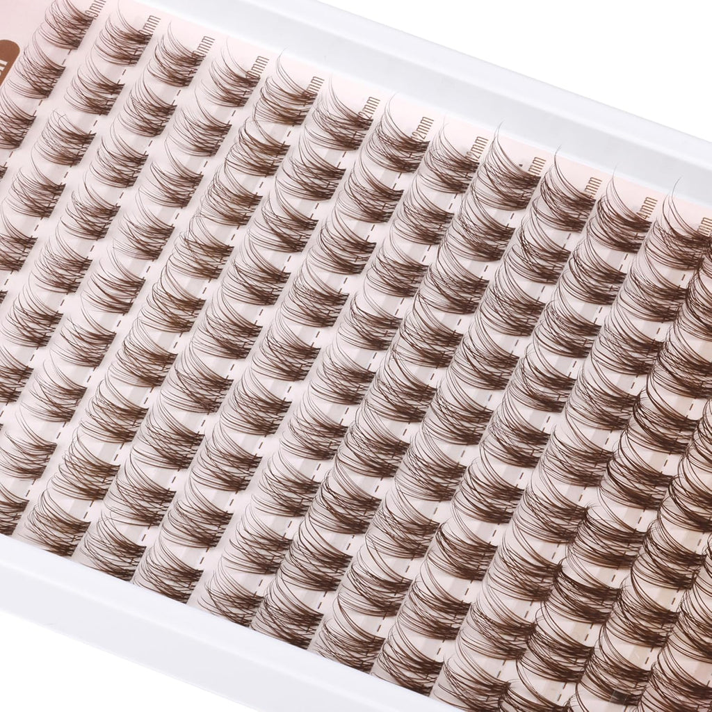 Brown Lash Clusters Natural Brown Eyelash Clusters Dark Brown Lash Extensions 10-16MM Wispy Lash Clusters Eyelash Extension Clear Band CC Curl Natural Individuals Lashes 144Pcs DIY at Home Eye Lashes