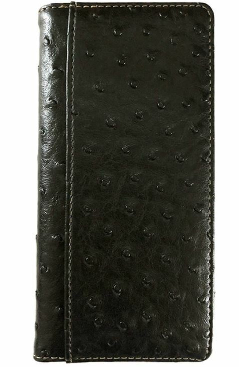 Texas State Mens Wallet Western Bifold Check Book Ostrich Black