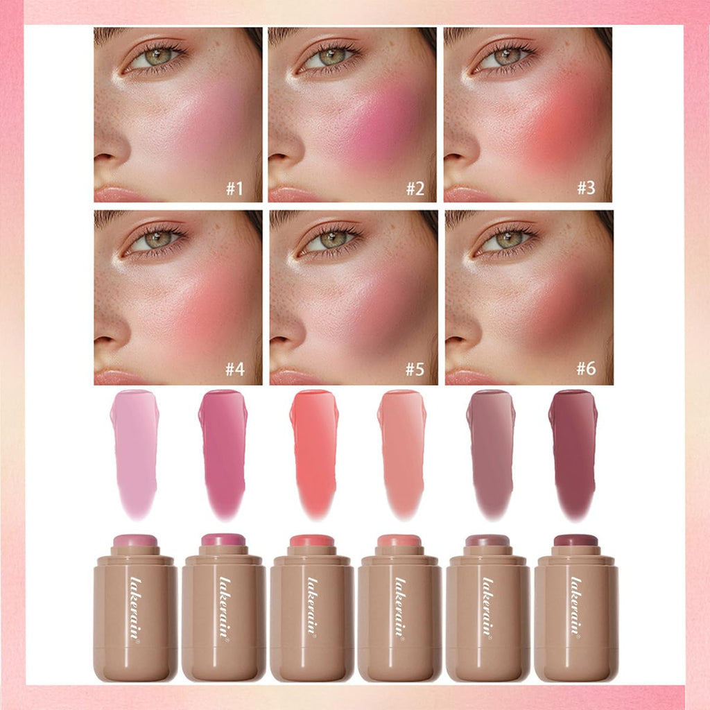 Cream Blush Stick, Natural-Looking Matte Finish Makeup Blush Stick, Hydrating Long Lasting Lightweight Blendable Blush for Cheeks (#1 Soft Pink, 1 PC)