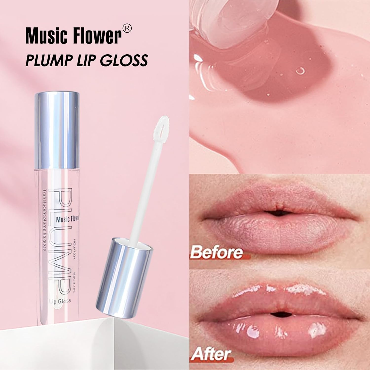 Lip Plumper, Softer and Fuller Lips, Moisturizing Lip Care with Clear Gloss Formula
