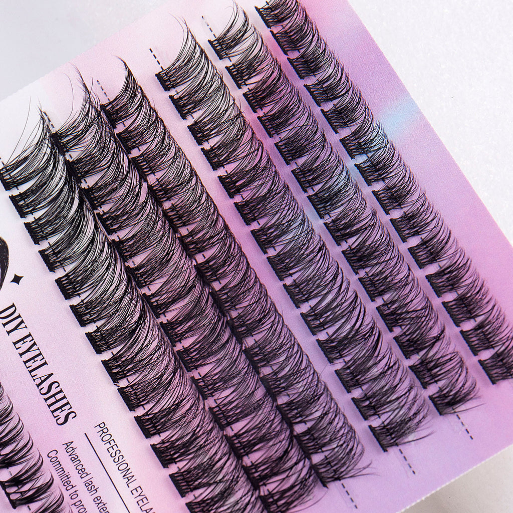 DIY Cluster Lash Extensions Kit – 72H Waterproof Hold, Salon Quality At-Home Lashes with Bond & Seal, Reusable Individual Lash Clusters 8–16mm, Gentle & Easy to Apply