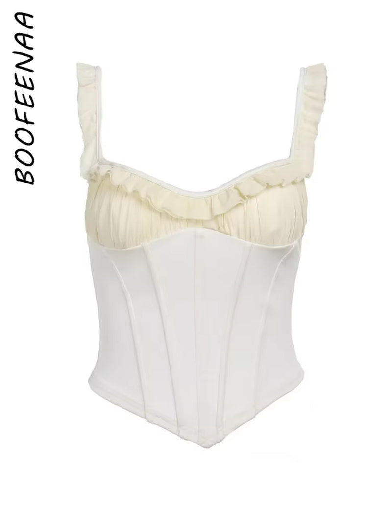 Coquette Busiter Corset Top Elegant Sexy Summer Clothes Women 2024 Low Cut Backless Tank Tops Resort Wear C69-BG10